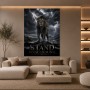 Stand Your Ground Löwe – Modernes Wandbild oder Leinwandbild mit Gewitterdrama