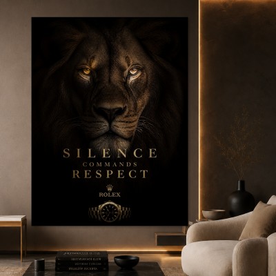 Majestätischer Löwe – Modernes Wandbild oder Fine Art Print in Schwarz-Gold