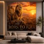 Born to Rule Löwe bei Sonnenuntergang – Modernes Wandbild oder Leinwandbild