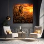 Born to Rule Löwe bei Sonnenuntergang – Modernes Wandbild oder Leinwandbild
