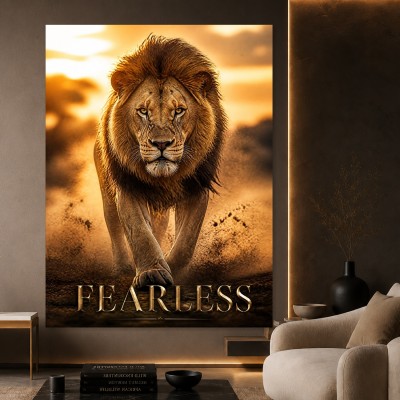 Furchtloser Löwe – Modernes Wandbild oder Fine Art Print