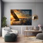 Adler über der Skyline – Modernes Wandbild oder Fine Art Print mit Sonnenuntergang