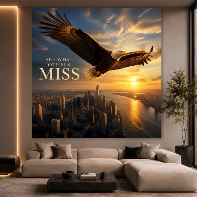 Majestätischer Adler über New York – Modernes Wandbild oder Fine Art Print