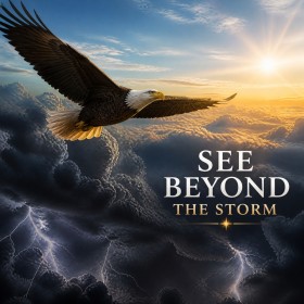 Adler über Gewitterwolken – Modernes Wandbild oder Leinwandbild mit Statement