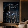 Modernes Wandbild „Build From Above“ – Fine Art Print mit Adler über nächtlicher Skyline