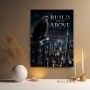 Modernes Wandbild „Build From Above“ – Fine Art Print mit Adler über nächtlicher Skyline