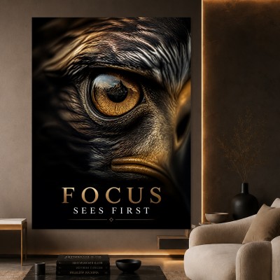 Focus Sees First – Modernes Wandbild oder Fine Art Print mit Raubvogelauge