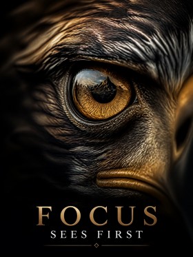 Focus Sees First – Modernes Wandbild oder Fine Art Print mit Raubvogelauge