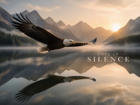 Adlerflug in Bergstille – Modernes Wandbild oder Fine Art Print
