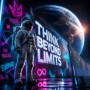 Think Beyond Limits – Modernes Wandbild oder Canvas Print mit Astronaut und Neon-Graffiti