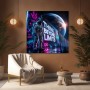 Think Beyond Limits – Modernes Wandbild oder Canvas Print mit Astronaut und Neon-Graffiti