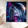 Think Beyond Limits – Modernes Wandbild oder Canvas Print mit Astronaut und Neon-Graffiti