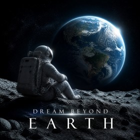 Dream Beyond Earth – Modernes Wandbild oder Fine Art Print mit Astronaut und Erde