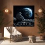 Dream Beyond Earth – Modernes Wandbild oder Fine Art Print mit Astronaut und Erde