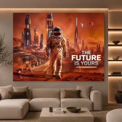 Futuristische Marskolonie – Wandbild oder Fine Art Print mit Astronaut