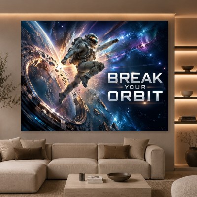 Break Your Orbit – Modernes Wandbild oder Canvas Print mit Astronaut im Kosmos