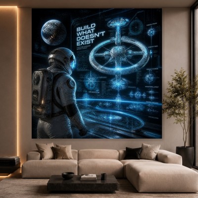 Futuristische Raumstation – Modernes Wandbild oder Fine Art Print