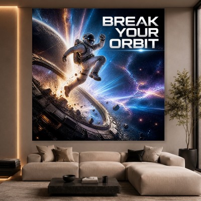 Break Your Orbit Astronaut – Modernes Wandbild oder Fine Art Print