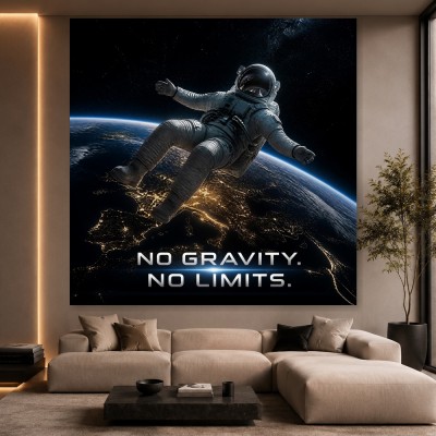 No Gravity No Limits – Modernes Wandbild oder Fine Art Print mit Astronaut im Weltraum