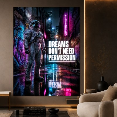 Neon-Astronaut Dreams – Modernes Wandbild oder Fine Art Print