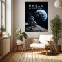 Dream Beyond Earth – Modernes Wandbild oder Fine Art Print mit Astronaut und Erde