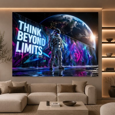 Futuristisches Wandbild oder Canvas Print – Think Beyond Limits im Space-Street-Art-Look