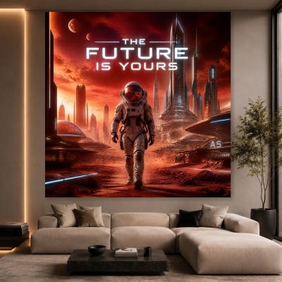 Futuristische Marsstadt – Modernes Wandbild oder Fine Art Print