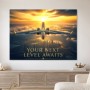 Luxus Wandbild oder Fine Art Print mit Flugzeug über glühender Skyline