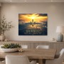Luxus Wandbild oder Fine Art Print mit Flugzeug über glühender Skyline