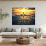Luxus Wandbild oder Fine Art Print mit Flugzeug über glühender Skyline