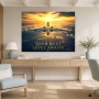 Luxus Wandbild oder Fine Art Print mit Flugzeug über glühender Skyline
