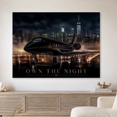 Luxuriöses Nachtmotiv mit Jet, Poster oder Acrylbild