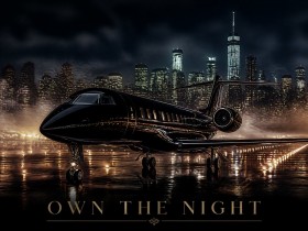 Luxuriöses Nachtmotiv mit Jet, Poster oder Acrylbild