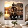 Luxuriöse Yacht bei Sonnenuntergang, Poster oder Fine Art Print
