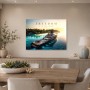 Luxus-Yacht bei Sonnenuntergang, Acrylbild oder Kunstdruck