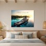 Luxus-Yacht bei Sonnenuntergang, Acrylbild oder Kunstdruck