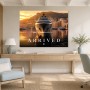 Luxus Yacht vor Küstenstadt als Wandbild oder Fine Art Print