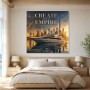 Luxusyacht vor Skyline, Wandbild oder Fine Art Print im Goldton