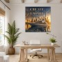 Luxusyacht vor Skyline, Wandbild oder Fine Art Print im Goldton