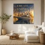 Luxusyacht vor Skyline, Wandbild oder Fine Art Print im Goldton