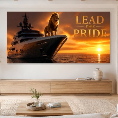 Löwe auf Luxusjacht, Wandbild oder Leinwand für markante Räume