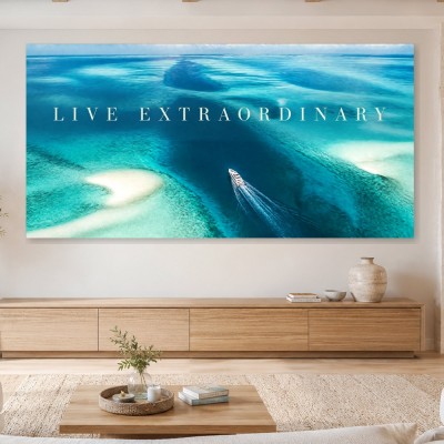 Karibisches Meer mit Boot, Wandbild oder Fine Art Print