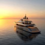 Luxusyacht bei Sonnenuntergang als Acrylbild oder Gallery Print