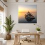 Luxusyacht bei Sonnenuntergang als Acrylbild oder Gallery Print