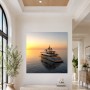Luxusyacht bei Sonnenuntergang als Acrylbild oder Gallery Print