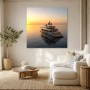 Luxusyacht bei Sonnenuntergang als Acrylbild oder Gallery Print