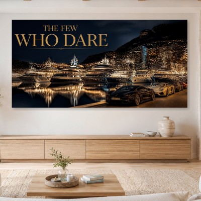 Luxus Wandbild oder Fine Art Print mit Yachten und Sportwagen bei Nacht