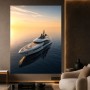Luxusyacht bei Sonnenaufgang, Acrylbild oder Leinwand