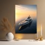 Luxusyacht bei Sonnenaufgang, Acrylbild oder Leinwand