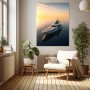 Luxusyacht bei Sonnenaufgang, Acrylbild oder Leinwand